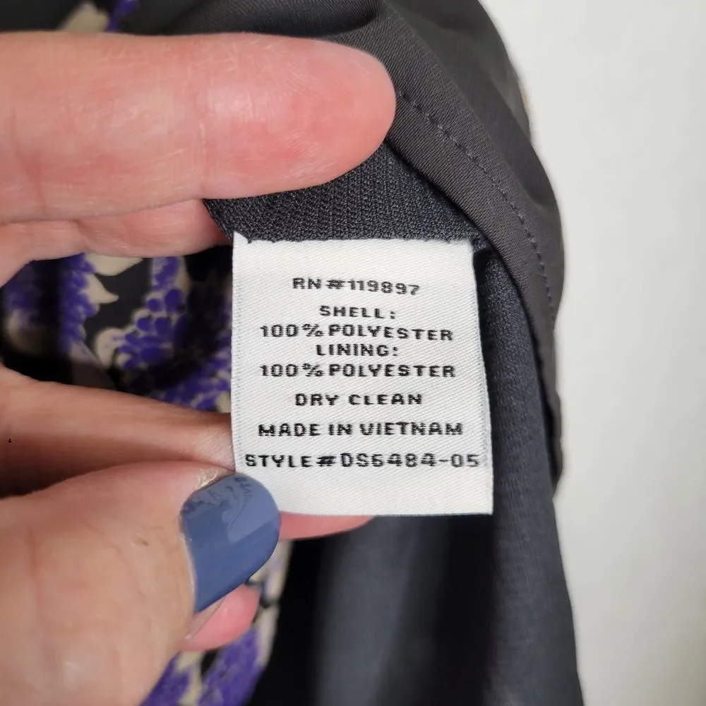 19 Cooper Size Large Purple Black Floral Off the Shoulder Shift Mini Dress - Picture 3 of 7